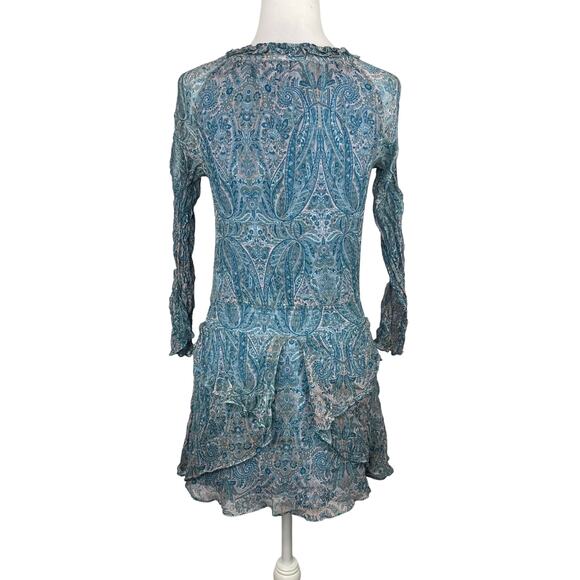 Ramy Brook Olina Silk Ruffle Dress Long Sleeve - Picture 3 of 8